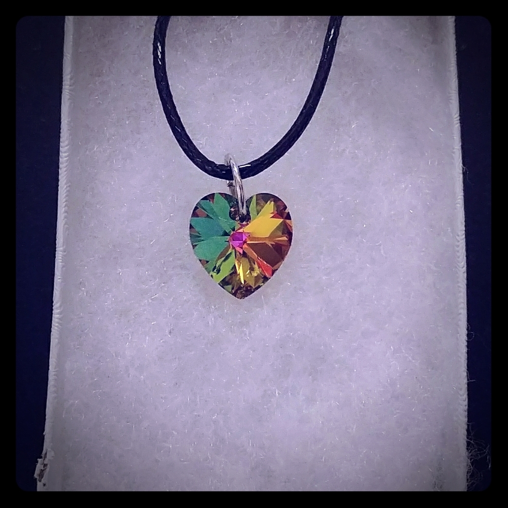 Minnesota Green Crystal Heart Necklace